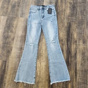 Risen Womens Distressed Flare Jean size 13 new